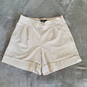 NY&C 7th Ave. Tan/White Polka dot Cuffed Shorts